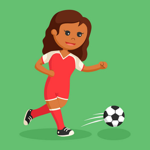足球运动员女孩跑步