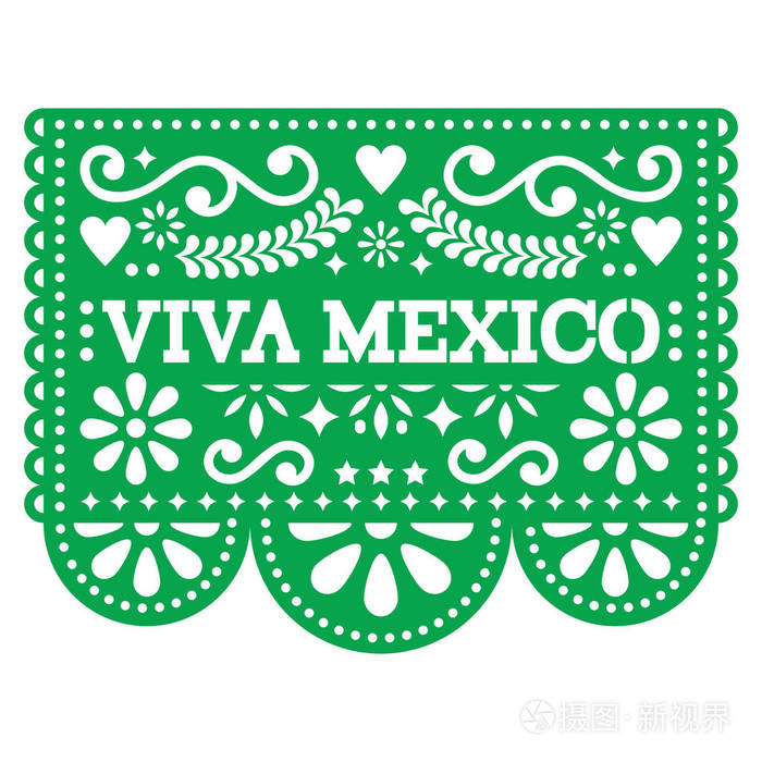 墨西哥vivapapelpicado矢量设计墨西哥纸装饰图案和文字
