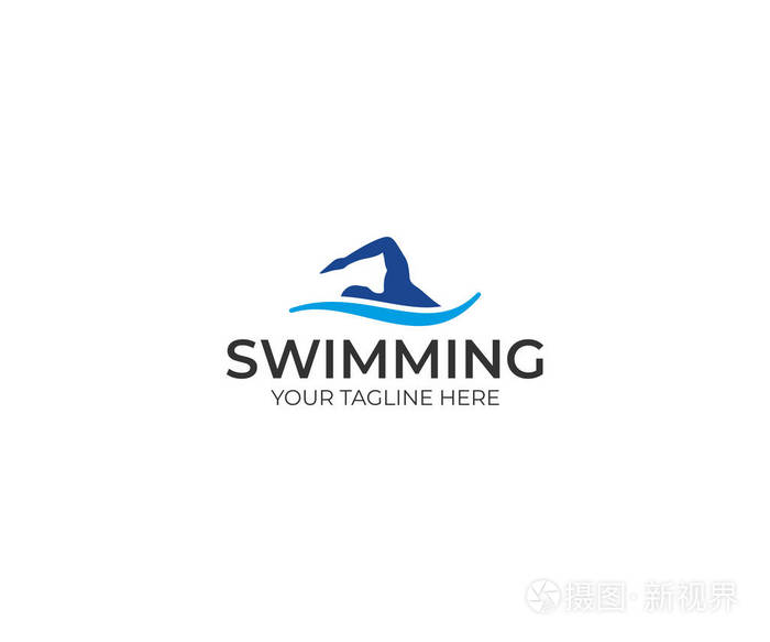 游泳运动员标志模板. 游泳矢量设计. 游泳插图
