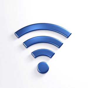 Wifi 无线符号。3d 蓝色渲染插图