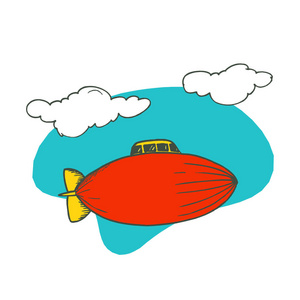 飞艇飞机动画片。矢量插画设计