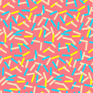 多种五彩纸屑的粉色甜甜圈釉的无缝图案