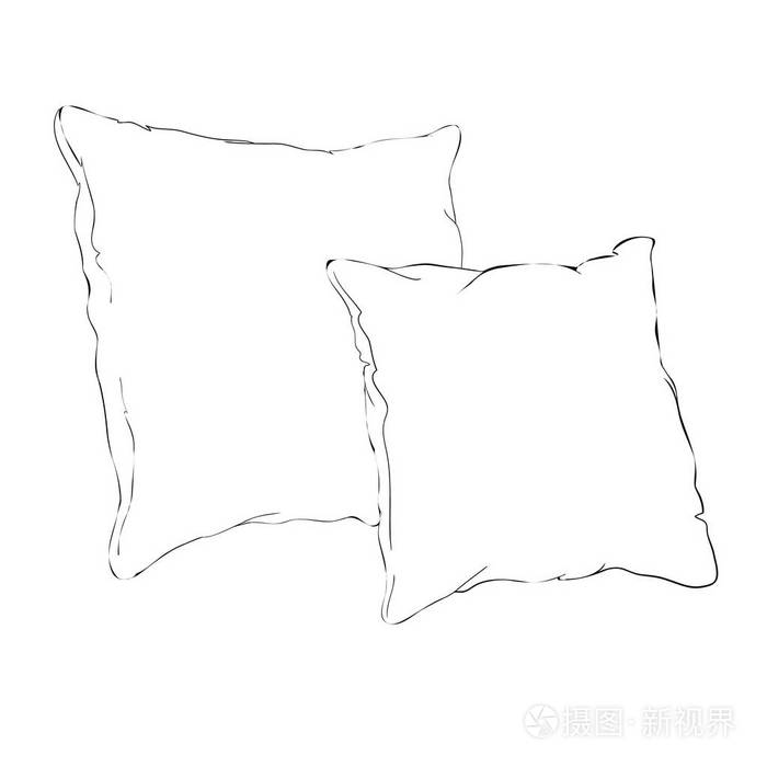 枕头 艺术 枕头隔离 白衣的素描矢量插图