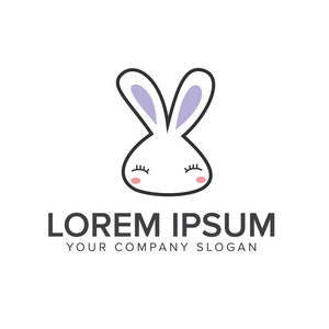 滑稽的兔子标志。动物标志设计概念模板