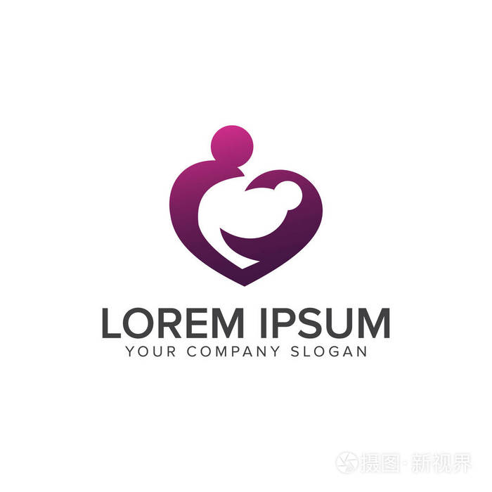 妈妈和宝贝婴儿护理标志设计概念模板