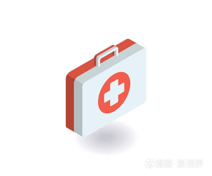 急救药箱, 药箱图标.平面等距3d 样式中的向量图