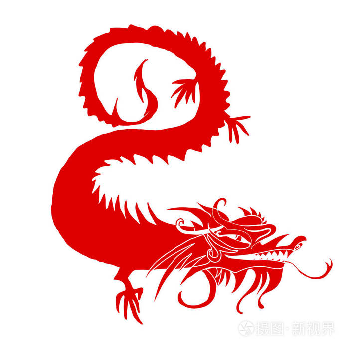 中国龙红色剪纸