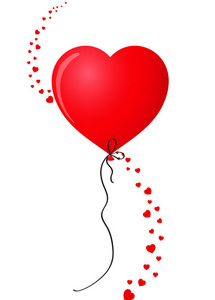 红宝石红色逼真的心形氦气球