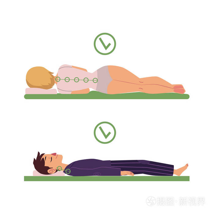 矢量正确的男人女人睡觉姿势