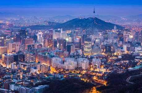 首尔城市夜景和汉城塔, 韩国首尔