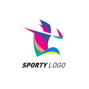 五颜六色的动态运动标志和图标。 体育活动和健康活动设计模板。