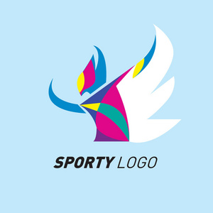 五颜六色的动态运动标志和图标。 体育活动和健康活动设计模板。
