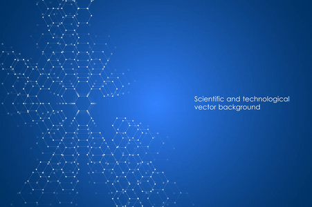 抽象的技术和科学背景与六边形。结构分子和通信。科学技术和医学概念。矢量插图