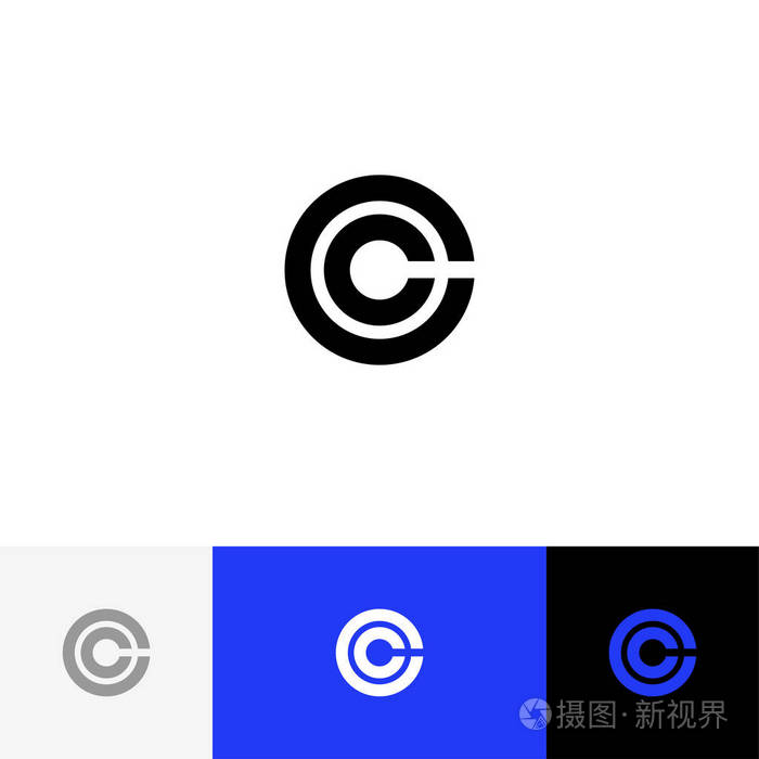 c的圆圈向量极简主义徽标图标符号从字母c到圆线的符号