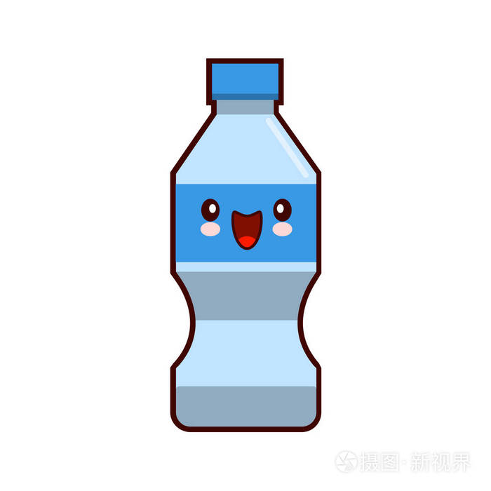 水塑料瓶卡通得意字符矢量在白色背景平面设计矢量图上的分离
