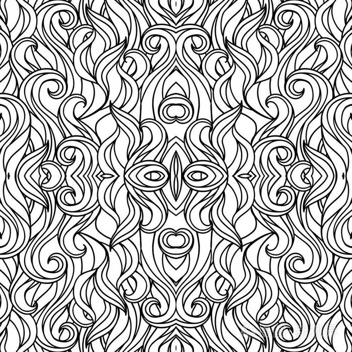 插画 从流动的线条中抽象出无缝的黑白图案. 动态背景迷宫.