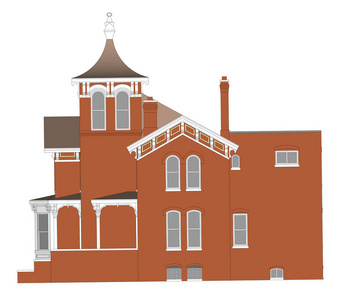 维多利亚风格的老房子。白色背景上的插图。种类从不同的边