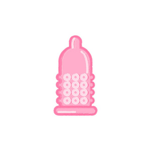 粉红色避孕套矢量图标