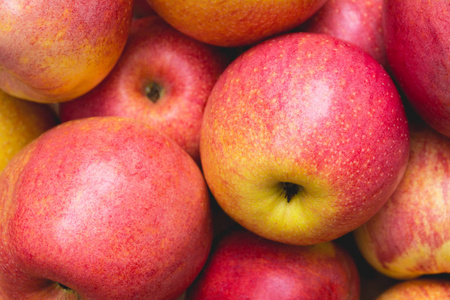 红苹果水果和蔬菜的背景。健康的有机新概念