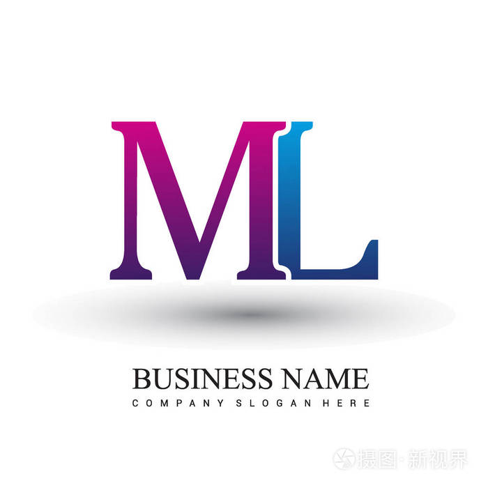 毫升字母标志,初始标志身份,您的业务和公司