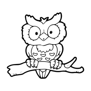可爱的卡通猫头鹰白色背景为儿童打印T恤彩色书有趣和友好的性格为儿童。