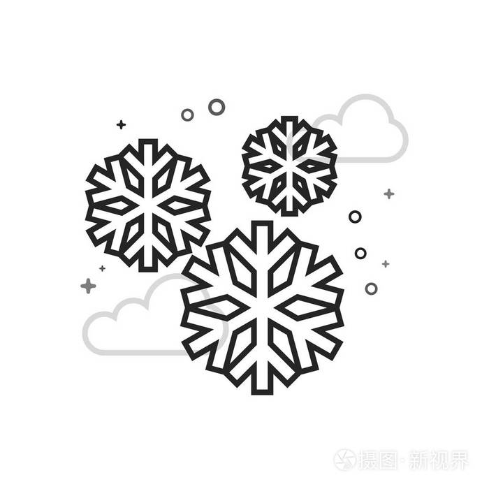 雪花图标在平面轮廓灰度风格矢量图