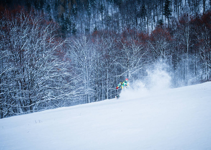 冬山白雪皑皑冬山冬景冬日冬远冬晨树在冬山中