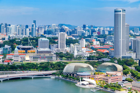 新加坡城市天际线天空蓝天