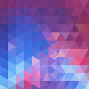 抽象向量背景与粉红色, 蓝色, 紫色三角形。几何矢量图。创意设计模板