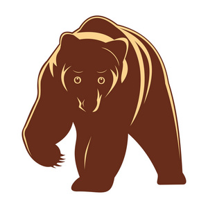 棕色熊轮廓图标矢量插图隔离白色