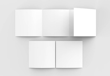 正方形四折叠4 倍小册子模拟在软的孤立