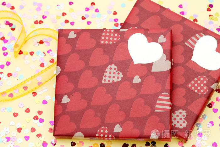 gift with bow on the yellow background