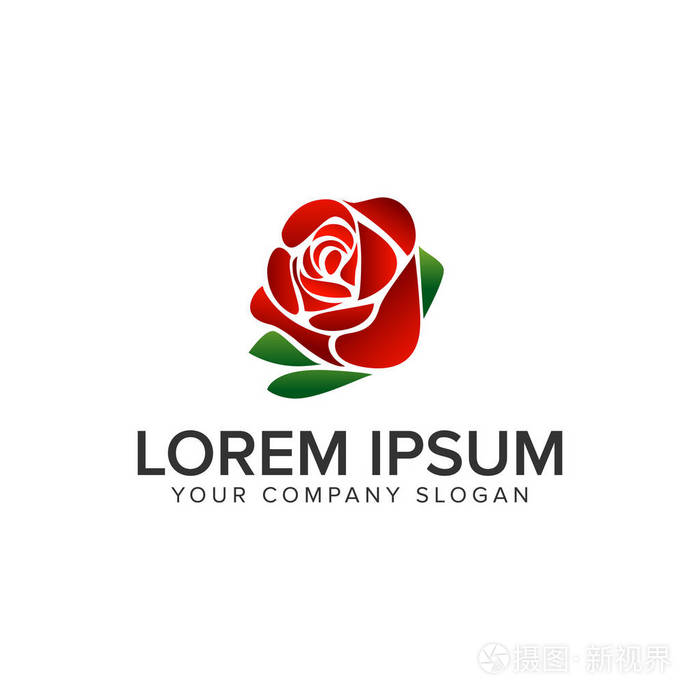 玫瑰花标志设计概念模板