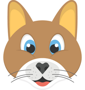 棕色小猫脸的扁平图标