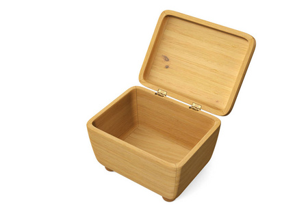 优质木盒在白色背景. 3 d 例证