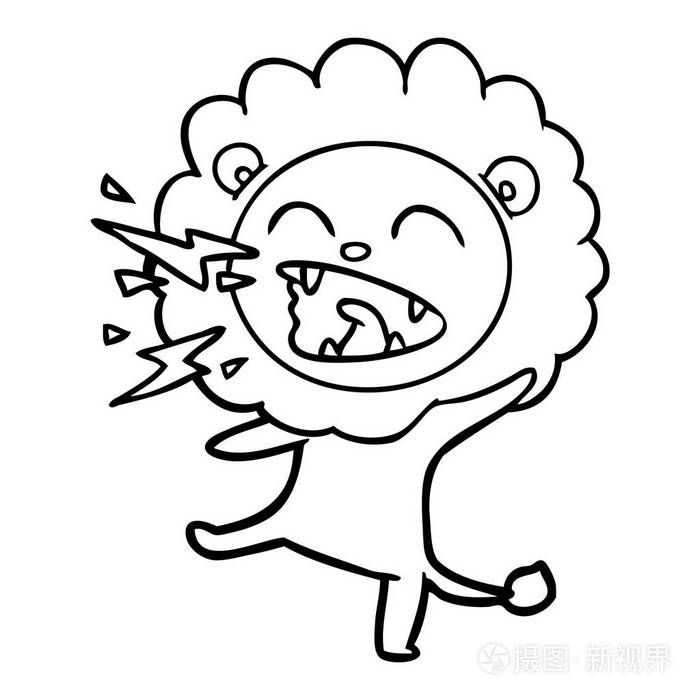 卡通咆哮狮子的矢量插图