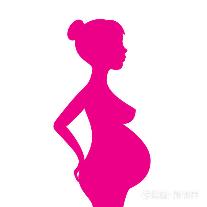 年轻孕妇矢量剪影