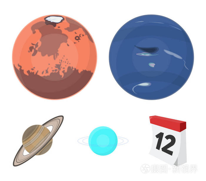 海王星, 火星, 土星, 太阳系的天王星.行星集合图标在