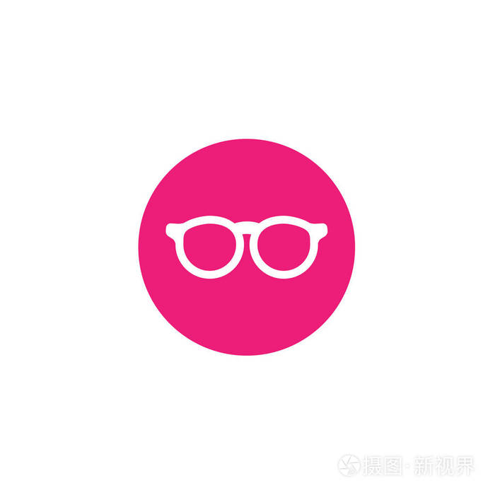 白色平板时髦的眼镜粉红色圆圈图标.被隔离在白色.男女学生眼镜.矢量
