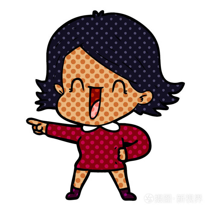 卡通笑女指指点点