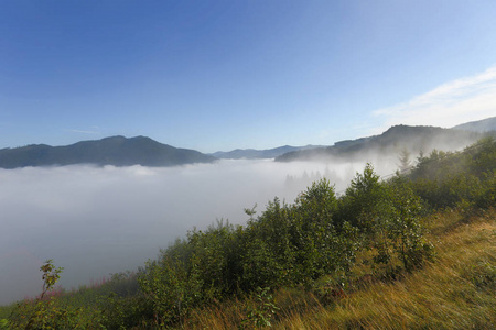 旅游风景雾霭晨曦照耀天山