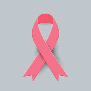 逼真的粉红色丝带和乳腺癌图标