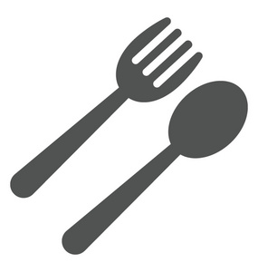 勺子和叉子餐具套装平面图标图片