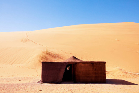 贝都因帐篷。 摩洛哥非洲的传统生活方式