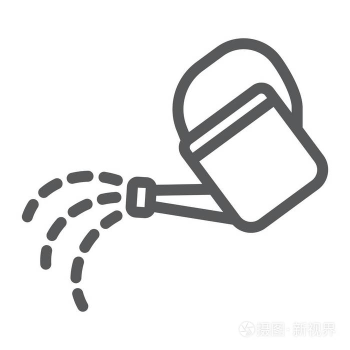 浇水罐头线图标耕种和园艺农场标志向量图一个线性样式在白色背景eps