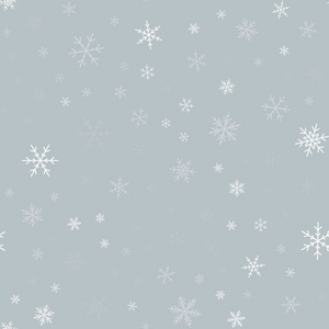 白色的雪花无缝模式上浅灰色圣诞背景混沌分散白