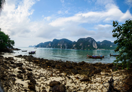 长尾船热带海滩泰国曼海