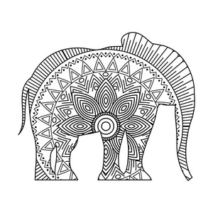 大象成人着色页绘图 zentangle