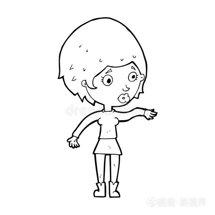 关注卡通的女人伸出援手