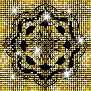 金色的花朵曼荼罗。复古装饰元素。东方模式, 矢量。伊斯兰教, 阿拉伯语, 印度, 摩洛哥, 西班牙, 土耳其, 巴基斯坦, 中国